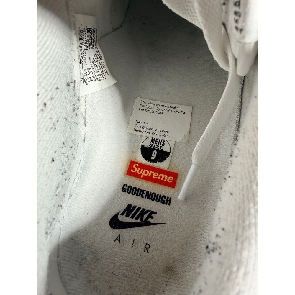 Nike Air Force 1 Low Supreme Goodenough Mens Size 9 White Leopard CU9225-100 - Picture 7 of 8